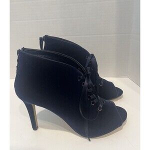 WHBM Navy Blue Velvet Ankle Booties - 7M Dasher Peep Toe Party Heels